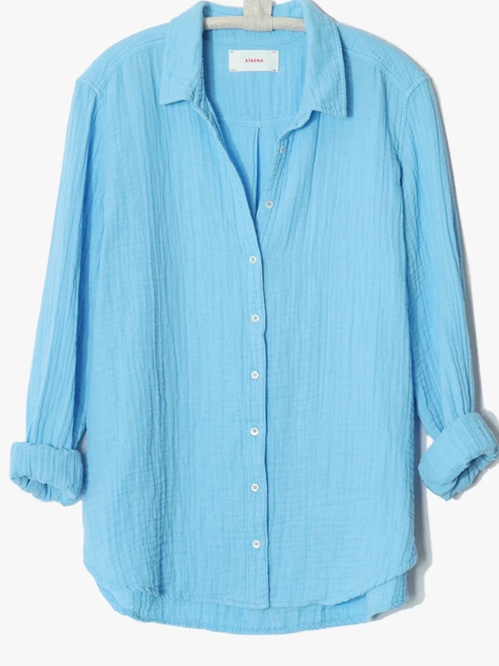 Xirena Scout Cotton Gauze Shirt in Fiji Blue